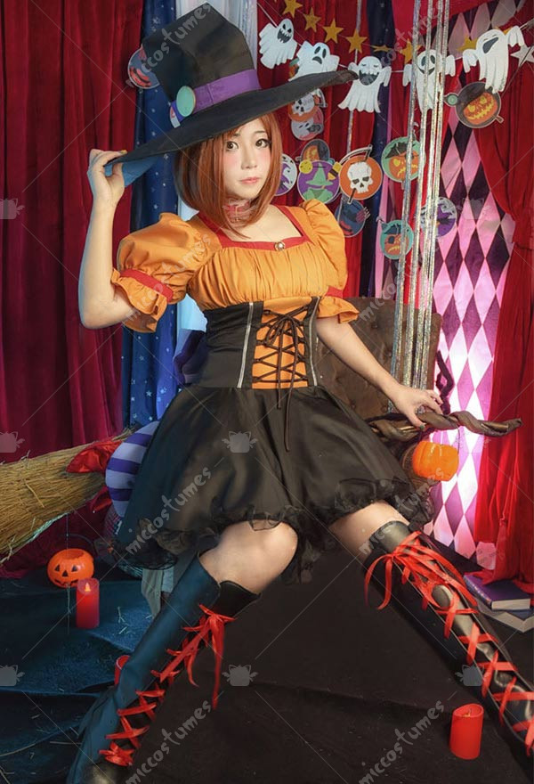 My Hero Academia Ochaco Uraraka Pumpkin Dress Halloween WitchCosplay