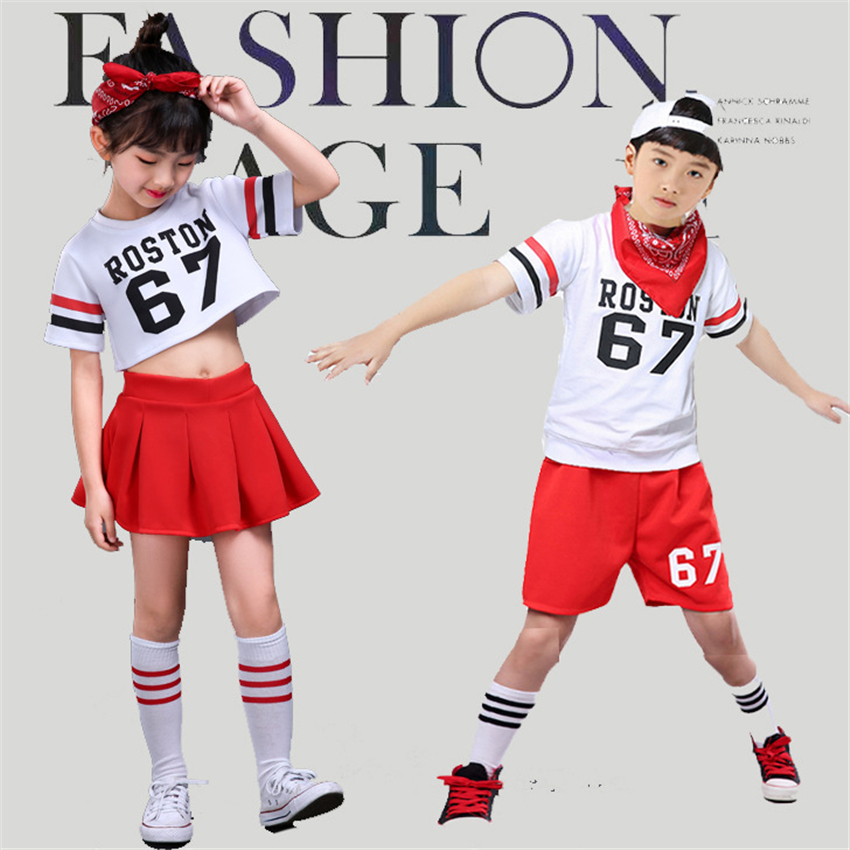 Kids Cheerleader Dance Costume School Uniform Gymnastics Skirt for Girls Boy Children Jazz Stage Performance 110-160cm Clothing Image