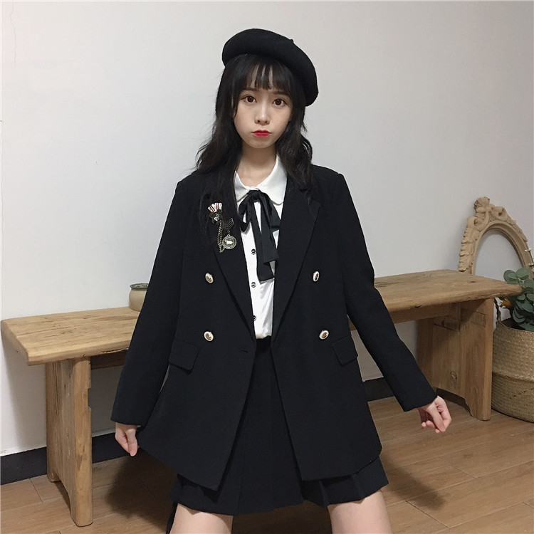 JK Uniforms College  Suit Female Autumn Small Suit Jacket Shirt Jacket Pleated Busts Wears japanese fashion  school uniform Image