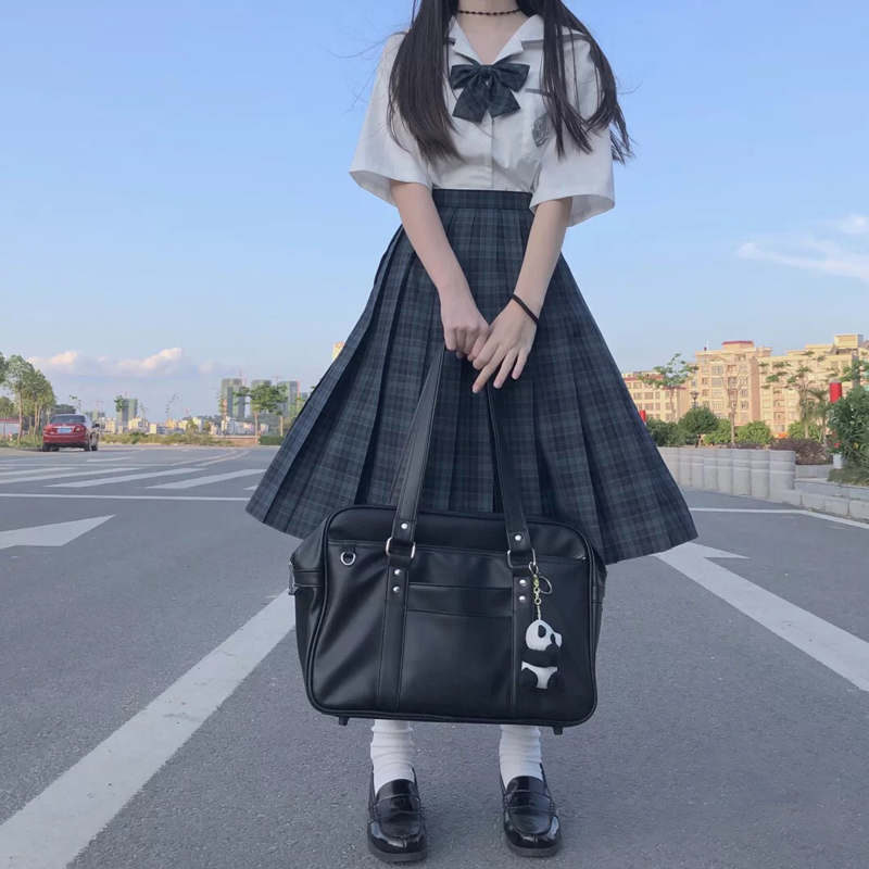 [Seaweed] Girl's Summer High Waist Pleated Skirts Plaid Skirts Women Elegant JK Uniforms Girl School Dress Student Cloths Image