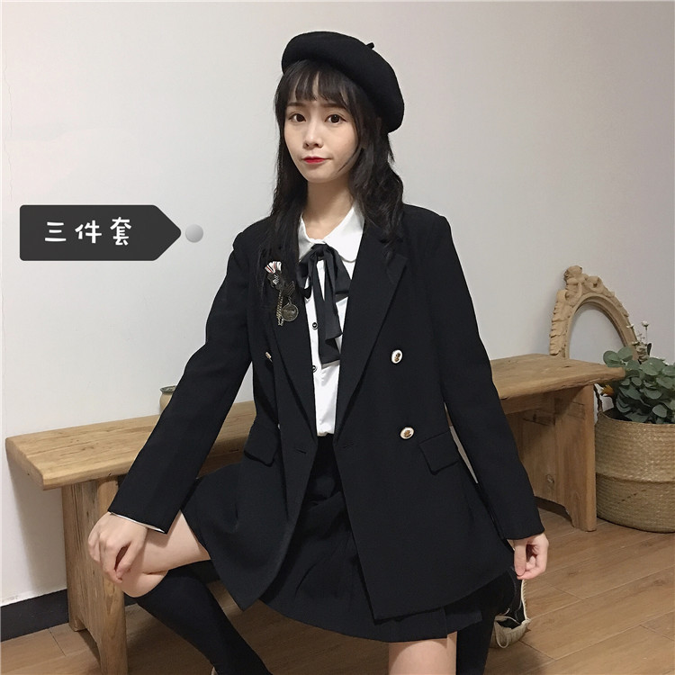 JK Uniforms College  Suit Female Autumn Small Suit Jacket Shirt Jacket Pleated Busts Wears japanese fashion  school uniform Image