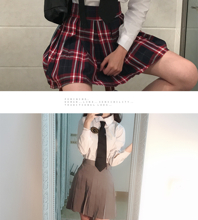 Japanese School Uniforms Jk College Style Students Girls Long Sleeve Tops+tie+skirt+cardigan Gray Pleated Skirt British Style Image