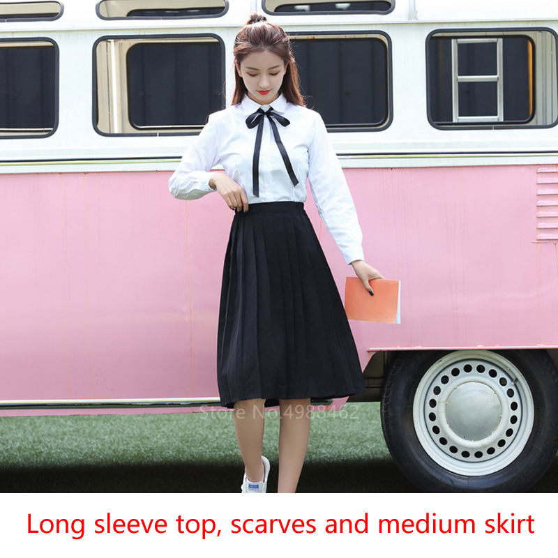 Japanese Style Anime College School Uniform Korea Girl Women's Skirt Studen Dress Sexy JK Pleated Shirt Fashion Cosplay Costume Image