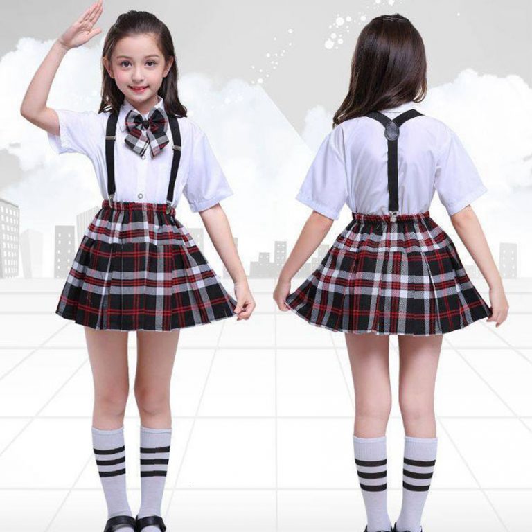 100-170cm Kids Clothing Set Tops+skirt+strap Teenager Girls Plaid ...