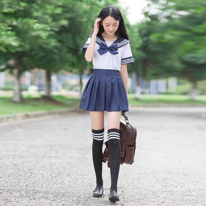 sailor suit school uniform sets JK school uniforms for girls white ...