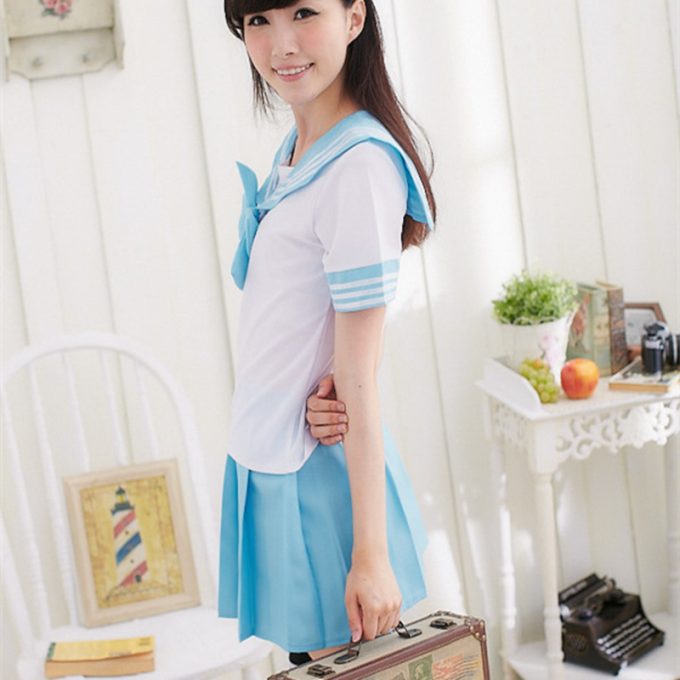 Japanese School Uniform For Girls Sailor Tops+Tie+Skirt Navy Style ...