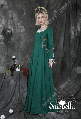 The Duchess: Medieval Renaissance XV Century Handmade Natural Linen Dress  with Wide Open Sleeves